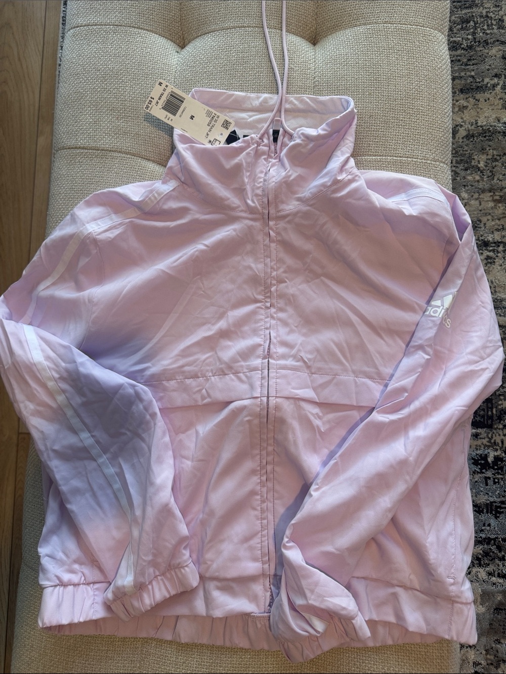 adidas Pink Lavender Hooded Windbreaker Jacket